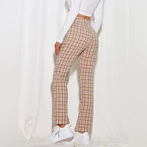 ROMWE High Waist Plaid Straight Leg Pants - Size Small. High waisted